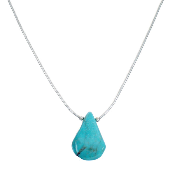 Liquid Sterling Silver Native American Turquoise Necklace JX126747